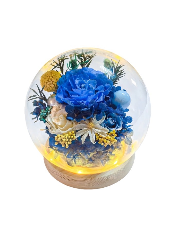 Handcrafted Preserved Flowers - 3-5 Years Freshness, Wooden Base with Switch | Holiday Gift - Image 1